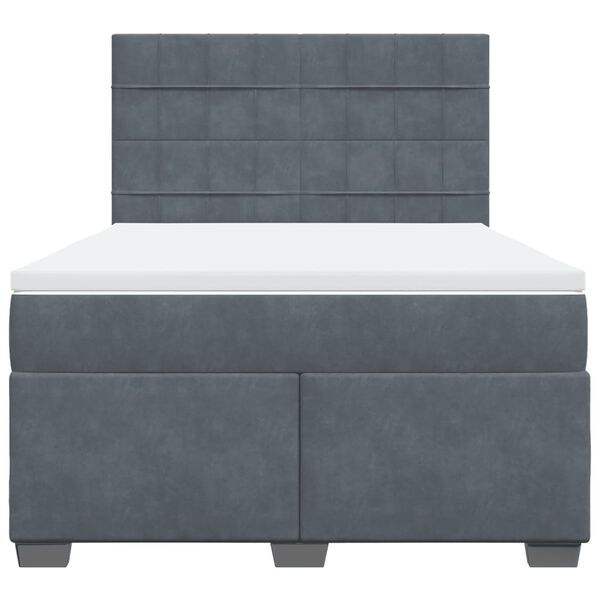 vidaXL Cama box spring con colch&oacute;n terciopelo gris oscuro 140x190 cm