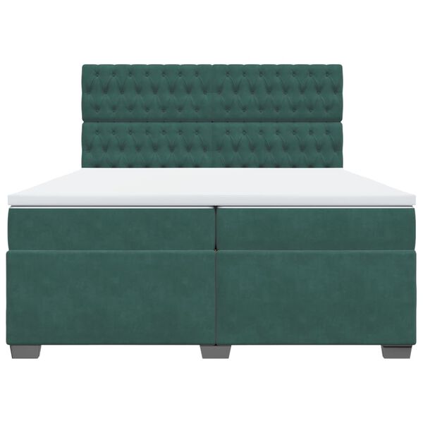 vidaXL Cama box spring con colchón terciopelo verde oscuro 200x200 cm
