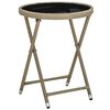 vidaXL Mesa de centro de rat&aacute;n sint&eacute;tico y vidrio templado beige 60 cm