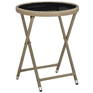 vidaXL Mesa de centro de rat&aacute;n sint&eacute;tico y vidrio templado beige 60 cm