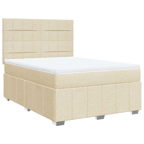 vidaXL Cama box spring con colch&oacute;n tela color crema 140x190 cm
