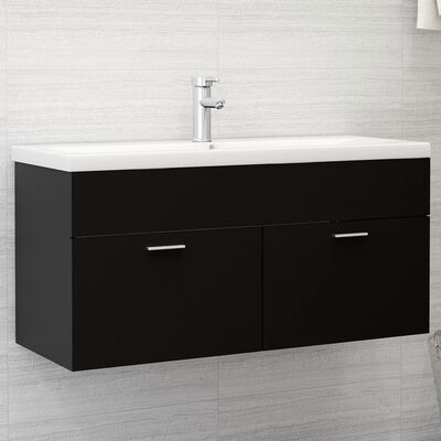 vidaXL Armario para lavabo madera contrachapada negro 100x38,5x46 cm