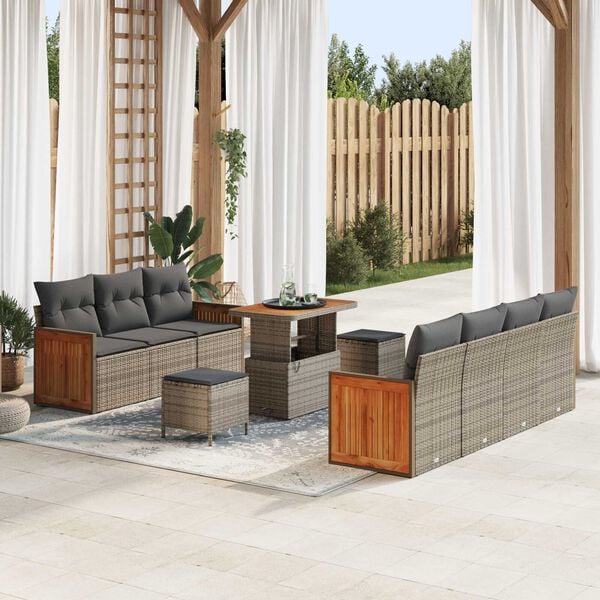 vidaXL Conjunto de sofá de jardín 10 pcs Gris 90 x 55 x 71 cm