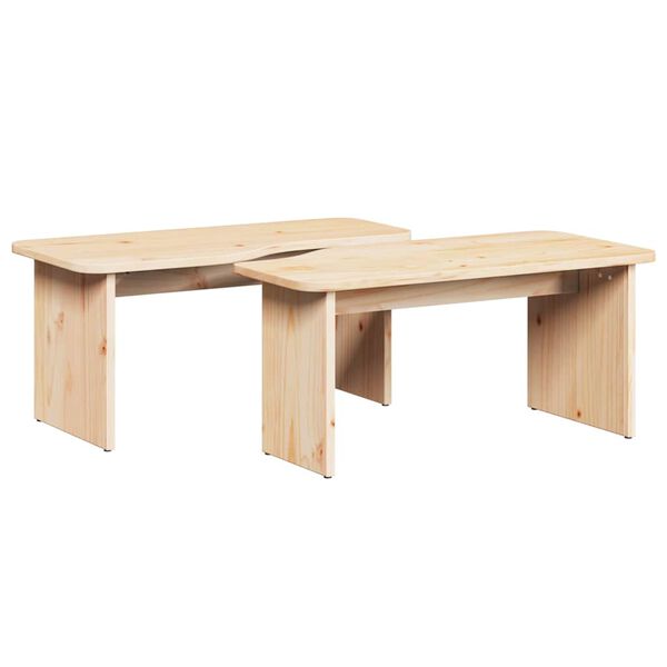 vidaXL Mesa de Caf&eacute; 2 pcs Natural Madera maciza de pino