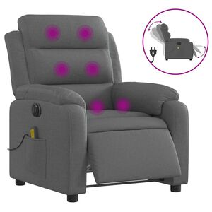 vidaXL Sill&oacute;n reclinable de masaje el&eacute;ctrico tela gris oscuro