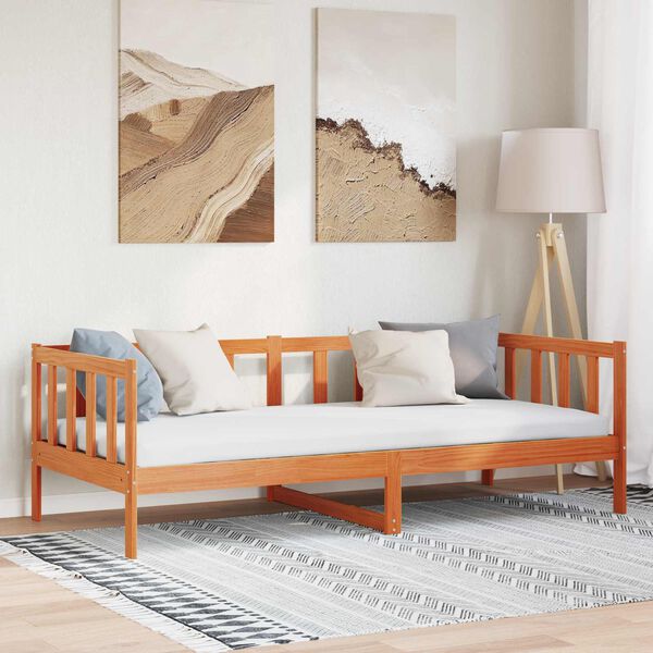 vidaXL Estructura de cama con cabecera Marr&oacute;n cera 90 x 190 cm