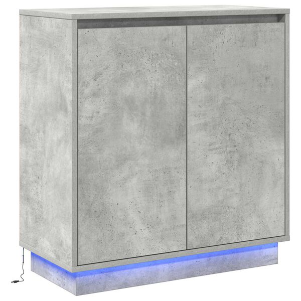 vidaXL Aparador LED con estante Gris Concreto 71 x 34,5 x 75 cm
