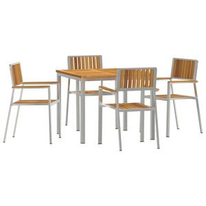 vidaXL Juego de comedor para exteriores 5 pcs Madera de Acacia S&oacute;lida