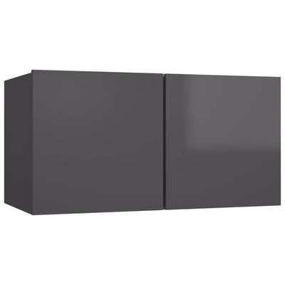 vidaXL Muebles de TV de salón 5 pzas madera de ingeniería gris brillo