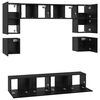 vidaXL Conjunto de mueble de TV 8 pcs Roble Negro Madera de ingenier&iacute;a