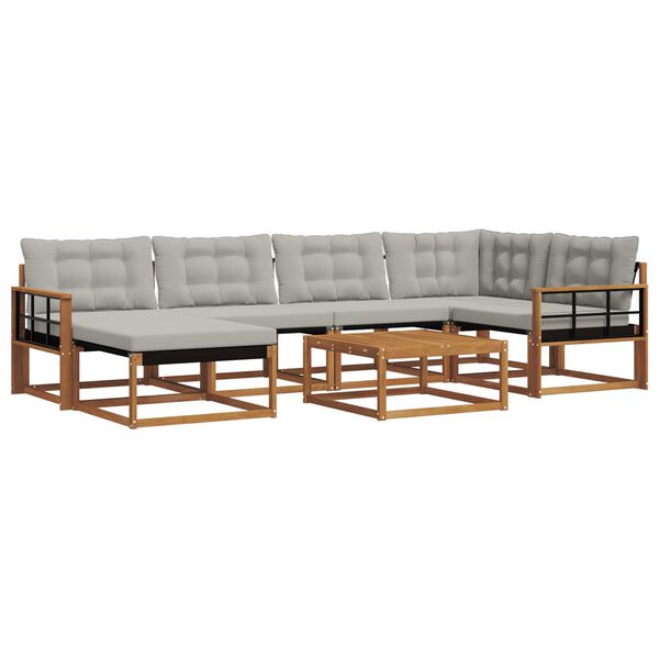 vidaXL Conjunto de sof&aacute;s de exterior 7 pcs Gris Natural y Claro