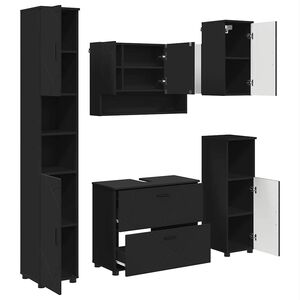 vidaXL Juego de muebles de ba&ntilde;o 5 uds. Negro 35 x 30 x 192 cm