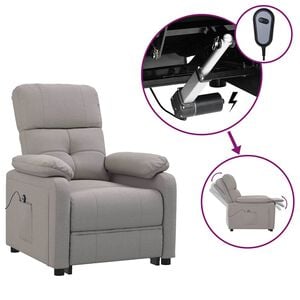 vidaXL Sill&oacute;n reclinable el&eacute;ctrico tela gris taup&eacute;