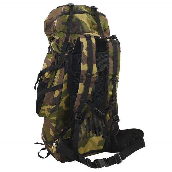 vidaXL Mochila de senderismo tela oxford verde camuflaje 80 l