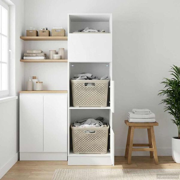 vidaXL Armario de lavander&iacute;a con puerta Roble Negro 50 x 68 x 162 cm