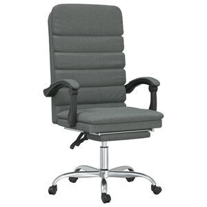 vidaXL Silla de oficina reclinable con masaje de tela gris oscuro