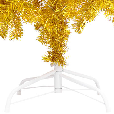 vidaXL Árbol de Navidad preiluminado con luces y bolas dorado 210 cm