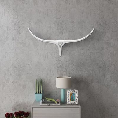 Cabeza de toro de aluminio decorativa para pared 75 cm plateada