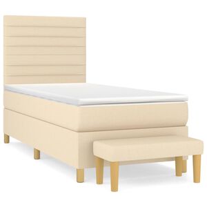 vidaXL Cama box spring con colch&oacute;n tela color crema 90x190 cm