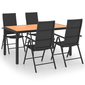 vidaXL Juego de comedor de jard&iacute;n 5 piezas negro y marr&oacute;n