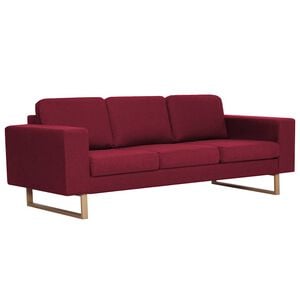 vidaXL Sof&aacute; de 3 plazas de tela color vino tinto