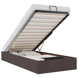 vidaXL Estructura cama otomana sin colch&oacute;n tela marr&oacute;n oscuro 90x190cm