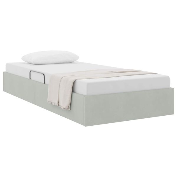 vidaXL Cama con almacenamiento Gris Claro 90 x 190 cm Terciopelo
