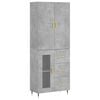 vidaXL Aparador alto madera contrachapada gris hormig&oacute;n 69,5x34x180 cm
