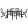 vidaXL Juego de comedor de jard&iacute;n 7 pzas malla met&aacute;lica gris antracita