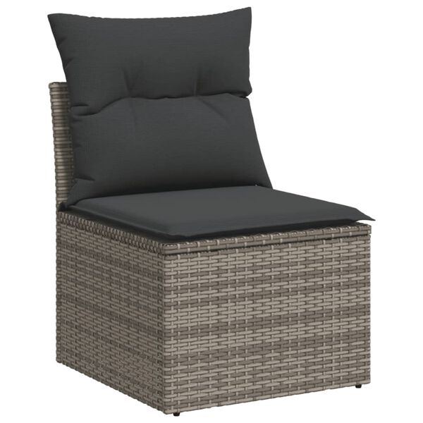 vidaXL Set de muebles de jard&iacute;n 6 pzas y cojines rat&aacute;n sint&eacute;tico gris