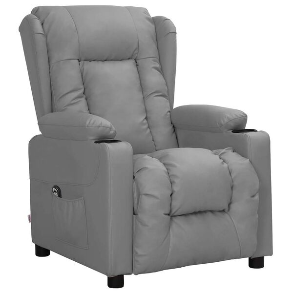 vidaXL Sill&oacute;n elevable cuero sint&eacute;tico gris