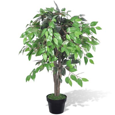 vidaXL Planta artificial árbol ficus con macetero 90 cm