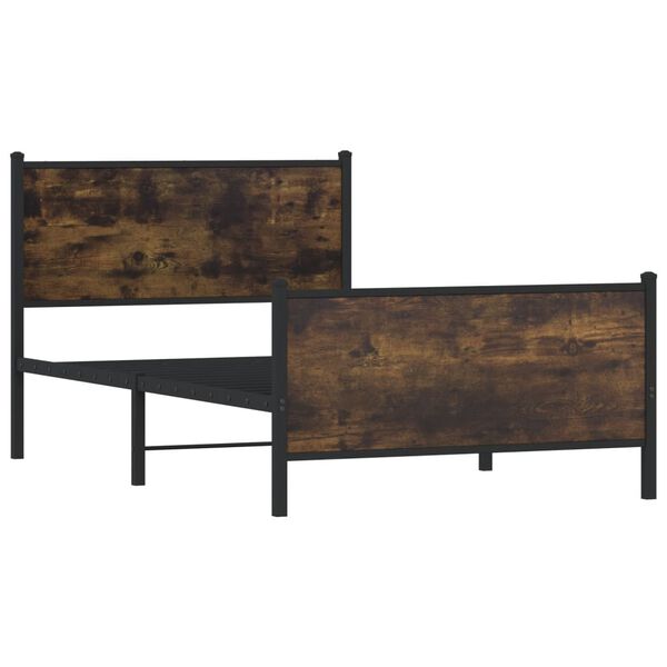 vidaXL Estructura de cama sin colch&oacute;n metal roble ahumado 100x200 cm