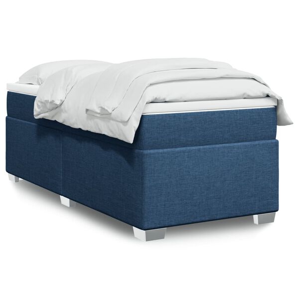 vidaXL Cama box spring con colch&oacute;n tela azul 100x200 cm