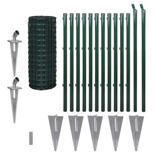 vidaXL Set de euro valla acero verde 25x1 m