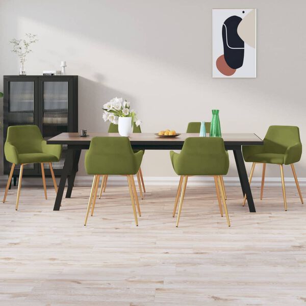 vidaXL Sillas de comedor 6 unidades terciopelo verde claro