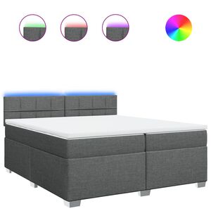 vidaXL Cama box spring con colch&oacute;n tela gris oscuro 200x200 cm