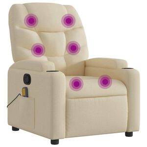 vidaXL Sill&oacute;n de masaje reclinable de tela crema