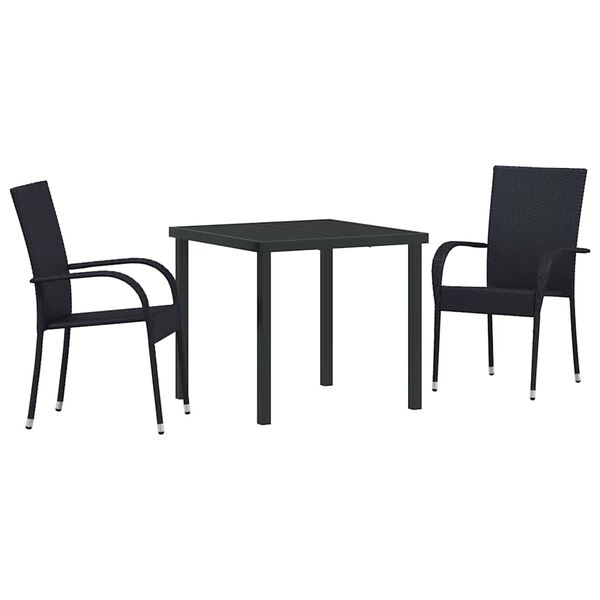 vidaXL Conjunto de Comedor de Jard&iacute;n 3 pcs Negro