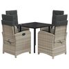 vidaXL Set comedor de jard&iacute;n 5 pzas cojines rat&aacute;n sint&eacute;tico gris claro