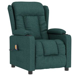 vidaXL Sill&oacute;n de masaje de tela verde oscuro
