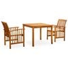 vidaXL Set comedor de jard&iacute;n 3 pzas y cojines madera maciza de acacia
