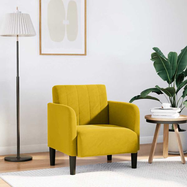 vidaXL Sill&oacute;n con reposabrazos terciopelo amarillo 54 cm