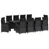 vidaXL Juego de comedor para exteriores 11 uds. Negro rat&aacute;n sint&eacute;tico