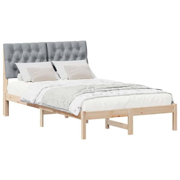 vidaXL Estructura de cama con cabecera Gris Claro 120 x 200 cm