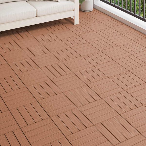 vidaXL Tile de Decking Dise&ntilde;o 3D 11 pcs Marr&oacute;n Claro 30 x 30 cm WPC