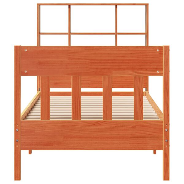 vidaXL Estructura de cama sin colch&oacute;n madera maciza marr&oacute;n 90x190 cm