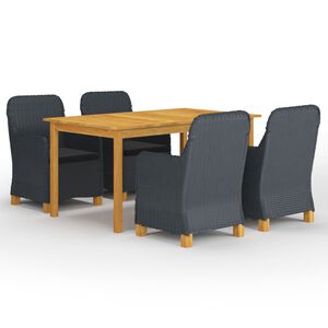 vidaXL Juego de comedor para jard&iacute;n de 5 piezas gris oscuro