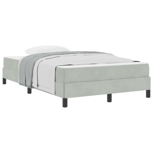 vidaXL Cama tipo Box Spring con colch&oacute;n Gris Claro 120 x 210 cm tela