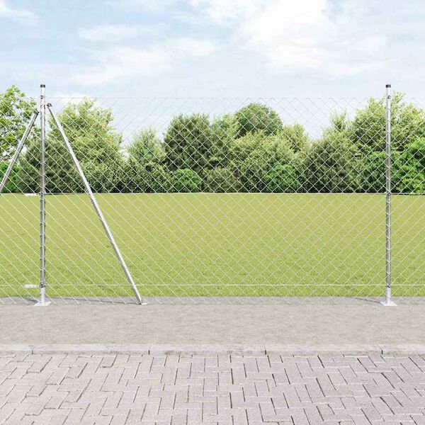 vidaXL Poste de Valla Plateado 10 x 1,5 m (malla de 60 x 60 mm) Acero